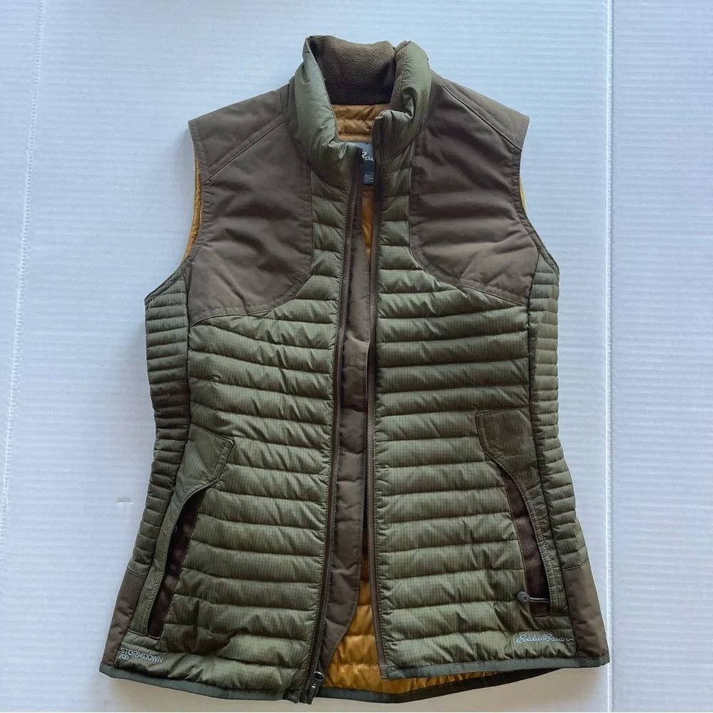 Eddie Bauer Sport Shop Moss 700 Storm Down MicroTherm Green Puffer Field Vest XS_9